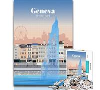 Adult Puzzles Travel to Geneva 1000 Pieces Jigsaw Puzzles For Teens And Adults,Educational Games Home Decoration Deal As Gifts for The Whole Family 26x38cm
