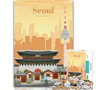Adult Puzzles Travel to Seoul Jigsaw Puzzles for Adults 1000 Piece,Stress Reliever Difficult Challenge Unique Home Decor And Gifts 26x38cm