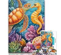 Adult Puzzles Turtle And Seahorse 1000 Pieces Jigsaw Puzzles for Adults And Teens,Vibrant And Unique Design Relaxing & Challenging Puzzle Experience 50x75cm
