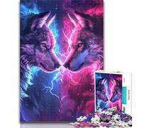 Adult Puzzles Two Wolves in Colour Jigsaws Puzzles 1000 Pieces for Adults Gifts,Family Game Birthday Gifts.Challenge High Difficulty 26x38cm