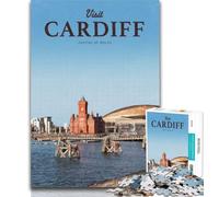 Adult Puzzles Visit Cardiff Jigsaws Puzzles 1000 Pieces for Adults Gifts,Family Game Birthday Gifts.Challenge High Difficulty 75x50cm
