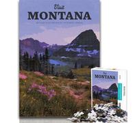 Adult Puzzles Visit Montana Jigsaw Puzzles for Teenagers,Family Game Stress Reliever Difficult Challenge Secret Santa Gifts 75x50cm