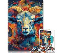 Adult Puzzles Watercolor Argali Jigsaw Puzzle 1000 Pieces for Adults,Educational Game for Birthday, Chrismas for Ages 14+ 26x38cm