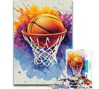 Adult Puzzles Watercolor Basketball 1000 Pieces Jigsaw Puzzles for Adults And Teens,Challenging Difficult with Fully Interlocking Randomly Shaped Pieces 50x75cm