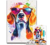 Adult Puzzles Watercolor Beagle 1000 Piece Jigsaw Puzzles for Adults & Teens,Educational Game Challenge Toy for Women And Men 26x38cm