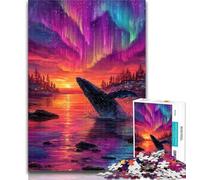 Adult Puzzles Whales at Sunset 1000 Pieces Jigsaw Puzzles for Adults And Teens,Challenging Difficult with Fully Interlocking Randomly Shaped Pieces 50x75cm