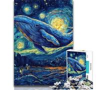 Adult Puzzles Whales in The Night Sky Jigsaw Puzzle 1000 Pieces for Adults,Fun Activity for Home, Rainy Days Toys, Birthday Gifts 26x38cm