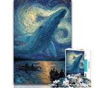 Adult Puzzles Whales in The Starry Sky 1000 Pieces Jigsaw Puzzles for Adults And Teens,for Educational Game Challenge Toy Artists Collection, Fine Art 26x38cm