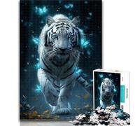 Adult Puzzles White Tiger And Butterfly Jigsaws Puzzles 1000 Pieces for Teenagers Gifts,Educational Game Challenge Toy for Women And Men 50x75cm