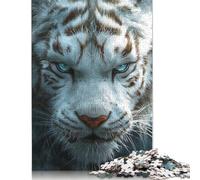 Adult Puzzles White Tiger Close-Up Wooden Puzzles for Adults & Teenager Sustainable Puzzle for Adults 500pcs (52x38cm)