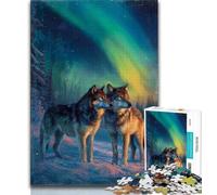 Adult Puzzles Wolf Under The Aurora 1000 Piece Jigsaw Puzzles for Adults & Teens,Toys Educational Games Stress Relieving Unique Home Decor And Gifts (26x38cm)