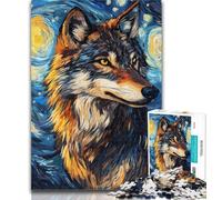 Adult Puzzles Wolf Under The Night Sky Jigsaw Puzzles 1000 Pieces for Adults Teens,Relax Games Is Ideal As A Gift for The Whole Family 26x38cm
