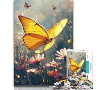 Adult Puzzles Yellow Butterfly Oil Painting Puzzles for Adults Teens 1000 Pieces,Challenging Game for The Whole for Women, Gifts for Men 50x75cm