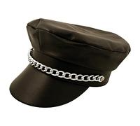 Adult PVC Biker Hat with Silver Chain - Unisex Fancy Dress Costume Accessory for Men & Women