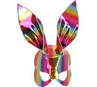Adult Rainbow Metallic Bunny Mask