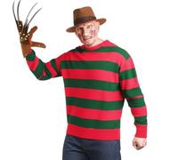 Adult Red & Green Striped Jumper, Hat & Claw Glove Men’s Nightmare on Elm Street Halloween Fancy Dress Horror Cosplay Outfit