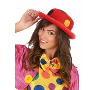 Adult Red Polka Dot Clown Bowler Hat