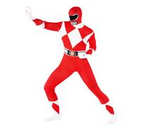 Adult Red Power Ranger Morphsuit Men`s Superhero Fancy Dress Costume M - XXL