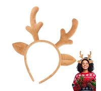 Adult Reindeer Antler Headband - 21.3 x 23.9 cm Soft Plush Costume Hairband, Felt Ears, Elastic Fit, Lightweight of Landline, Christmas Party Accessory for Women, Men, Christmas