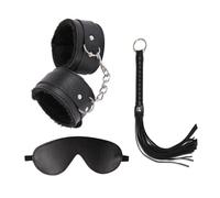Adult Restraint Bed Restraints -Fluffy Handcuffs Satin Eye Mask Blindfold Kit-Sexy Straps with Handcuffs Bondage Restraints for Women Kit -Sex Adults Toy -UKhlT2 (Black)