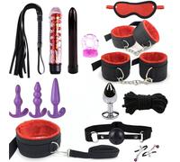 Adult Restraint Bed Restraints Sex Adults Bondaged Queen Sexy Straps with Handcuffs Bondage Restraints for Women Kit Neck to Wrist Adult Toy Kinky Play Set Yoga Sweater 14Pack (Red)
