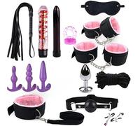 Adult Restraint Bed Restraints Sex Adults Bondaged Queen Sexy Straps with Handcuffs Bondage Restraints for Women Kit Neck to Wrist Adult Toy Kinky Play Set Yoga Sweater 14Pack (Pink)