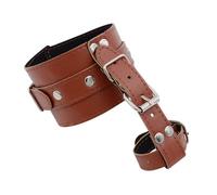 Adult Restraint Game Sex Toy of SM Slave Leather Handcuffs Fetish Bondage BDSM Toe Cuffs for Women Set Supplies Thumb Toe Bondage Cuff Brown One Size
