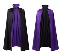 Adult Reversible Vampire Cape,Short Gothic Cloak with Stand Collar Tie Closure,Double Sided Halloween Fancy Dress Costume,Vampire Wizard Cosplay Accessory for Party Carnival Role Play Events