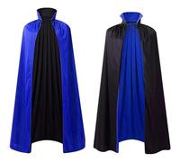 Adult Reversible Vampire Wizard Cape,Ankle Length Cloak with Stand Collar Tie Closure,Gothic Costume for Halloween Fancy Dress,Cosplay Party Carnival Role Play Outfit,LARP Wizard Accessory