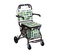 Adult Rolling Walker Folding Walker with Wheels Walking Frame with Shopping Basket Padded Seat Trolley Disability Aids Decoration