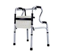Adult Rolling Walker Shower Commode Chair with Pot for Seniors Folding Walker with 2 Wheels Walking Frame Transport Chair with Flip Seat, Mobility Aid for Elderly Adult Bariat(Wheeled)