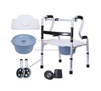 Adult Rolling Walker Shower Commode Chair with Pot for Seniors Folding Walker with 2 Wheels Walking e Transport Chair with Flip Seat, Mobility Aid for Elderly Adult Baria