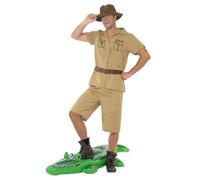 Adult Safari Man Suit & Hat Australian Icon Crocodile Hunter Fancy Dress Costume