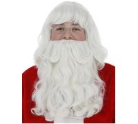 Adult Santa Deluxe Wig and Beard Set Christmas Fancy Dress Party Accessory