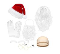 Adult Santa Hat & Beard | Santa Claus Cosplay Costume Accessories | Christmas Role Playing Accessories for Men Women Young Kids