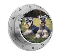 Adult Schnauzer Dogs Visual Timer with Loud Alarm 60-Minute Kitchen Timers Exquisite Stainless Steel Body - Mechanical Desk Timer Countdown Clock for Cooking Chef Clock