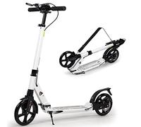 Adult Scooter with Disc Handbrake, Lightweight Easy Folding Kick Scooter Push Street Scooter with Dual Suspension Adjustable Handlebar, 200mm Wheels for Adults Teens Ages 14+ (White)