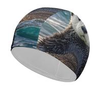 Adult Sea Otter Swim Cap Unisex High Elasticity Swimming Cap Non-Slip Recreational Training Cap Suitable for Long Short Thick Curly Hair African Dreadlocks