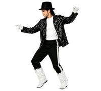Adult Sequin Performance Costume Set with Jacket Inner Shirt Sequin Pants Fedora Hat Glove Boots Adults Dance Performance Halloween Fancy Dress Men's Stage Outfit Retro Star Set
