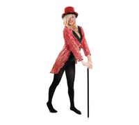 ADULT SEQUIN TAILCOAT CABARET FANCY DRESS TOP HAT CANE CIRCUS RINGMASTER DANCE