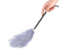 Adult Sex Feather Teaser Tickler - Soft Double Feather BDSM Toy for Couples, Romantic Role Play Foreplay, Sensual Tickling Stick with Lightweight Metal Handle for Sex Games (Grey)