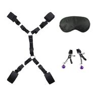 Adult Sex Products Erotic Bondage Bed Games BDSM Sex Bondage Set Women Handcuffs Ankle Cuff Restraints Sex Toys for Couples Black Style Two One Size