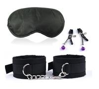 Adult Sex Products Erotic Bondage Bed Games BDSM Sex Bondage Set Women Handcuffs Ankle Cuff Restraints Sex Toys for Couples Black One Size