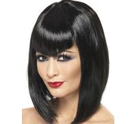 Vamp Wig, Black, Short with Fringe
