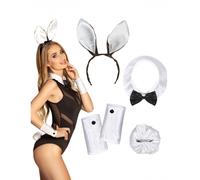 Sexy Bunny Costume Set Ears Tiara Collar Cuffs Tail Hen Night Easter Fancy Dress