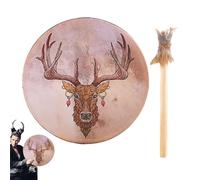 Adult Shaman Drum - 9 Inch Handmade Drum, Deer Head Design, Sound Healing Instrument | Siberian Ghost Music, Meditation, Reflection Ceremony, Yoga, Home Studio, Ritual, Shaman