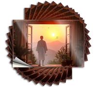 Adult Signs For Man Cave Sunset Reflections: A Serene Moment In Nature Stickers 10Pcs Bar Signs For Man Cave Mens Room Sign(6X9CM)