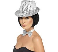 Adult Silver Sequin Trilby Hat