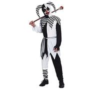 Adult Sinister Jester Costume [Size M]【Size S-L】【Clown Suit with Harlequin Hat】 Halloween Costumes for Men