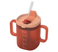Adult Sippy Cup 260ml Spill Proof Cups with Handles No Spill Feeding Cups with Lid and Straw Hospital Cup for Elderly Maternity Drink Water Porridge Soup